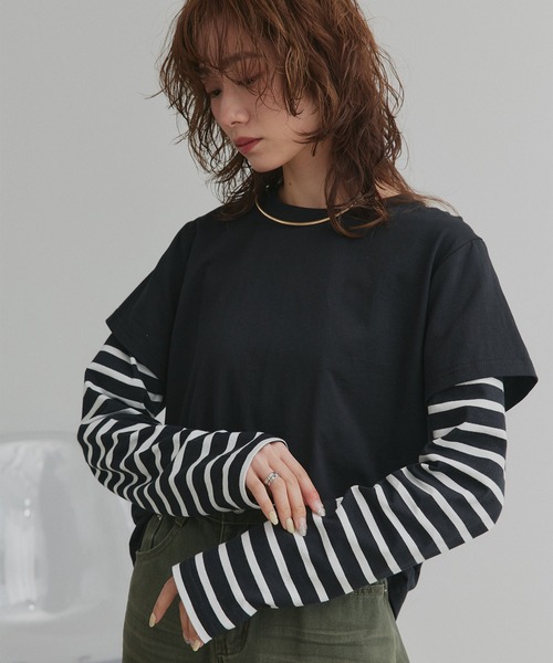 セール】アソート フェイク レイヤード ロンT（Tシャツ/カットソー