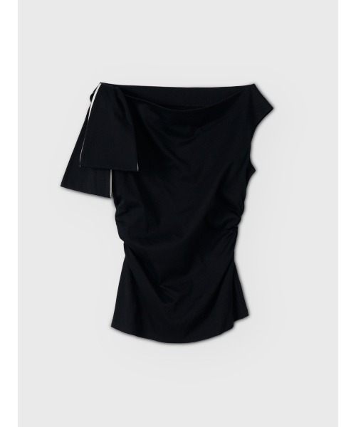 EIMY ISTOIRE(エイミーイストワール)の「ASYMMETRY RIBBON TOPS(Tシャツ/カットソー・レディース・レッド/ホワイト/ピンクベージュ/ブラック・F)」の9枚目の写真