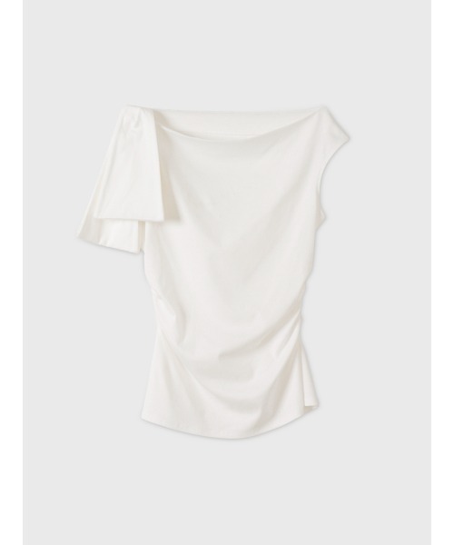 EIMY ISTOIRE(エイミーイストワール)の「ASYMMETRY RIBBON TOPS(Tシャツ/カットソー・レディース・レッド/ホワイト/ピンクベージュ/ブラック・F)」の12枚目の写真