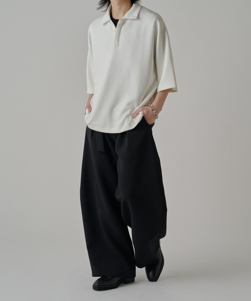 Lui's（ルイス）の「ポンチオーバーポロ（Tシャツ/カットソー・メンズ・ブラック/オフホワイト/グレー・FREE）」の9枚目の写真