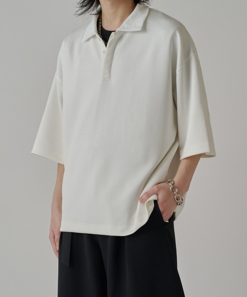 Lui's（ルイス）の「ポンチオーバーポロ（Tシャツ/カットソー・メンズ・ブラック/オフホワイト/グレー・FREE）」の5枚目の写真