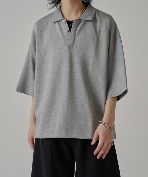 Lui's（ルイス）の「ポンチオーバーポロ（Tシャツ/カットソー・メンズ・ブラック/オフホワイト/グレー・FREE）」の16枚目の写真