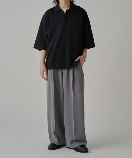 Lui's（ルイス）の「ポンチオーバーポロ（Tシャツ/カットソー・メンズ・ブラック/オフホワイト/グレー・FREE）」の15枚目の写真