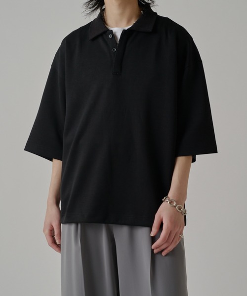 Lui's（ルイス）の「ポンチオーバーポロ（Tシャツ/カットソー・メンズ・ブラック/オフホワイト/グレー・FREE）」の10枚目の写真