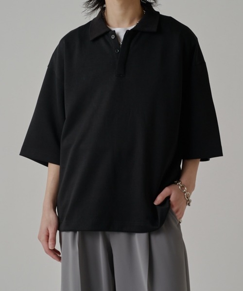 Lui's（ルイス）の「ポンチオーバーポロ（Tシャツ/カットソー・メンズ・ブラック/オフホワイト/グレー・FREE）」の11枚目の写真