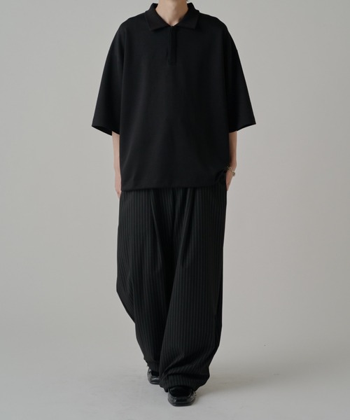Lui's（ルイス）の「ポンチオーバーポロシャツ（Tシャツ/カットソー・メンズ・ブラック/オフホワイト/グレー・FREE）」の14枚目の写真