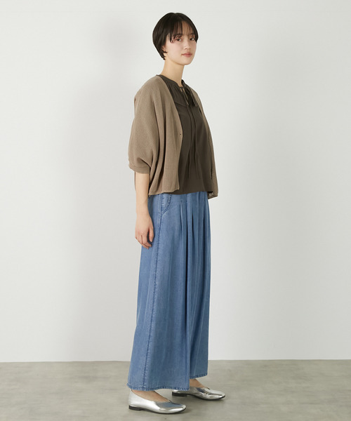MELROSE claire(メルローズ クレール)の「【メッシュ地柄コットンドルマンカーディガン】(カーディガン/ボレロ・レディース・ベージュ/オフホワイト/ブルー/チャコールグレー・FREE)」の6枚目の写真