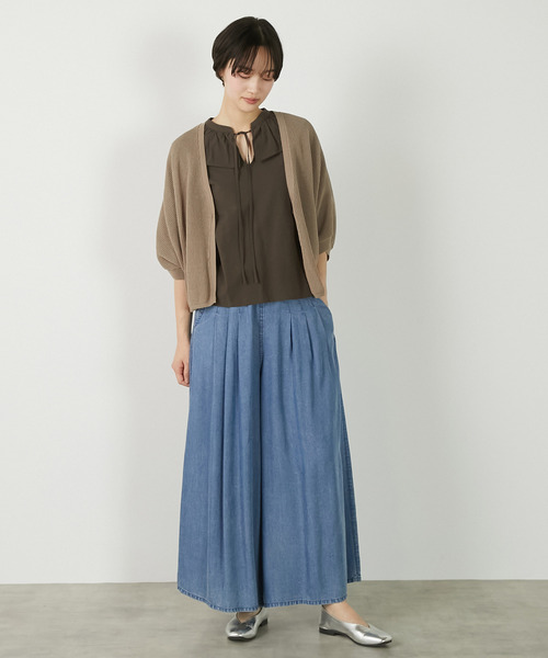 MELROSE claire(メルローズ クレール)の「【メッシュ地柄コットンドルマンカーディガン】(カーディガン/ボレロ・レディース・ベージュ/オフホワイト/ブルー/チャコールグレー・FREE)」の7枚目の写真