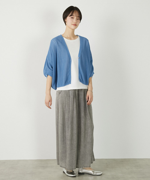 MELROSE claire(メルローズ クレール)の「【メッシュ地柄コットンドルマンカーディガン】(カーディガン/ボレロ・レディース・ベージュ/オフホワイト/ブルー/チャコールグレー・FREE)」の17枚目の写真