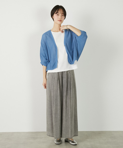 MELROSE claire(メルローズ クレール)の「【メッシュ地柄コットンドルマンカーディガン】(カーディガン/ボレロ・レディース・ベージュ/オフホワイト/ブルー/チャコールグレー・FREE)」の18枚目の写真