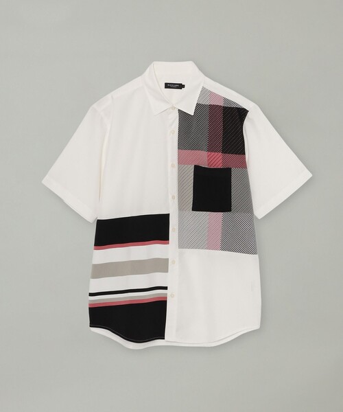 BLACK LABEL CRESTBRIDGE(ブラックレーベル・クレストブリッジ)の「パネルチェックハイブリッドハーフスリーブシャツ(シャツ/ブラウス・メンズ・オフホワイト/ブラック・M/S/LL/L)」の6枚目の写真