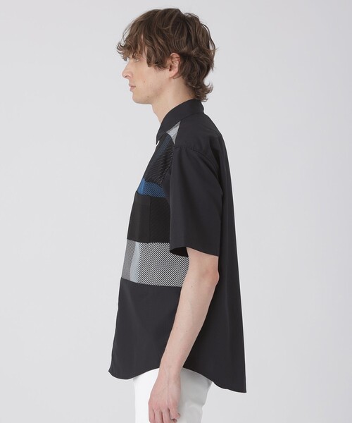 BLACK LABEL CRESTBRIDGE(ブラックレーベル・クレストブリッジ)の「パネルチェックハイブリッドハーフスリーブシャツ(シャツ/ブラウス・メンズ・オフホワイト/ブラック・M/S/LL/L)」の8枚目の写真