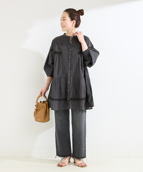 Fanaka(ファナカ)の「【WEB限定】FANAKA / ファナカ リバーレースチュニックワンピース(チュニック・レディース・ブラック/ホワイト・FREE)」の7枚目の写真