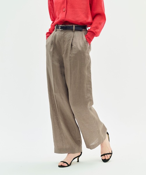 N.O.R.C（ノーク）の「【フレンチリネン】ストレートパンツ（スラックス・レディース・ブラウン/その他/ブラック・M/S）」の3枚目の写真
