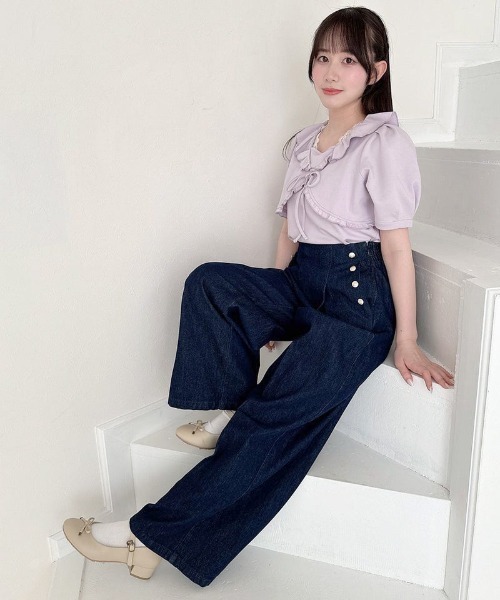 an another angelus(アンアナザーアンジェラス)の「【サイズ展開】ダブル釦マリンデニムパンツ/fint フィント(デニムパンツ・レディース・インディゴブルー/ブラック・1/0)」の6枚目の写真