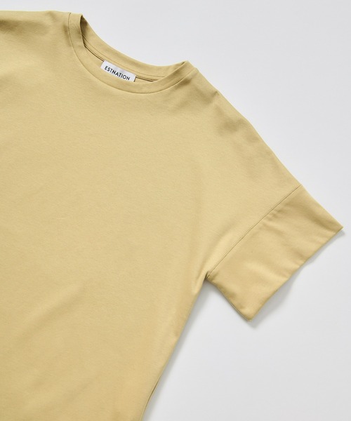 ESTNATION（エストネーション）の「ESTNATION / アルビニ コットンスムース カフスＴシャツ（Tシャツ/カットソー・レディース・ブラック/ホワイト/ブラウン/ベージュ/ネイビー/カーキ・FREE）」の4枚目の写真