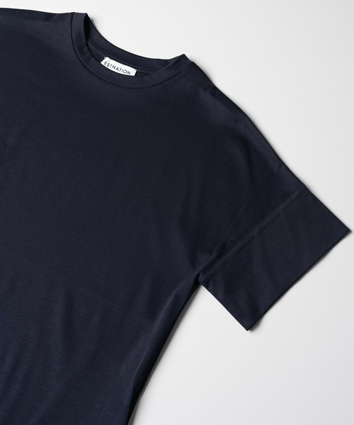 ESTNATION（エストネーション）の「ESTNATION / アルビニ コットンスムース カフスＴシャツ（Tシャツ/カットソー・レディース・ブラック/ホワイト/ブラウン/ベージュ/ネイビー/カーキ・FREE）」の6枚目の写真