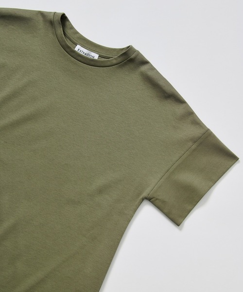 ESTNATION（エストネーション）の「ESTNATION / アルビニ コットンスムース カフスＴシャツ（Tシャツ/カットソー・レディース・ブラック/ホワイト/ブラウン/ベージュ/ネイビー/カーキ・FREE）」の5枚目の写真