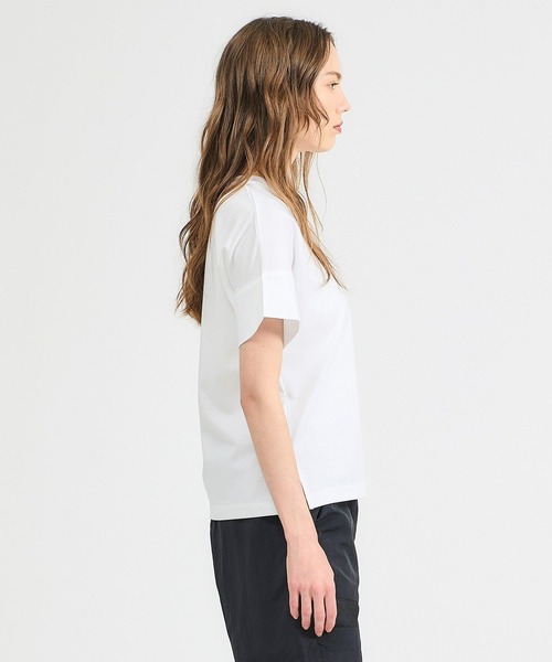 ESTNATION（エストネーション）の「ESTNATION / アルビニ コットンスムース カフスＴシャツ（Tシャツ/カットソー・レディース・ブラック/ホワイト/ブラウン/ベージュ/ネイビー/カーキ・FREE）」の8枚目の写真