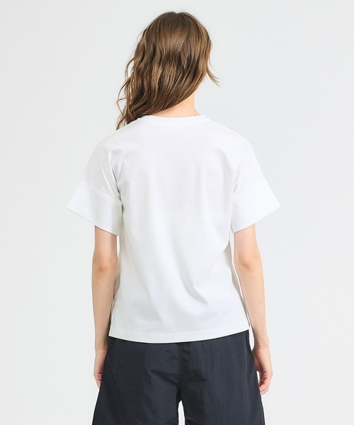 ESTNATION（エストネーション）の「ESTNATION / アルビニ コットンスムース カフスＴシャツ（Tシャツ/カットソー・レディース・ブラック/ホワイト/ブラウン/ベージュ/ネイビー/カーキ・FREE）」の9枚目の写真