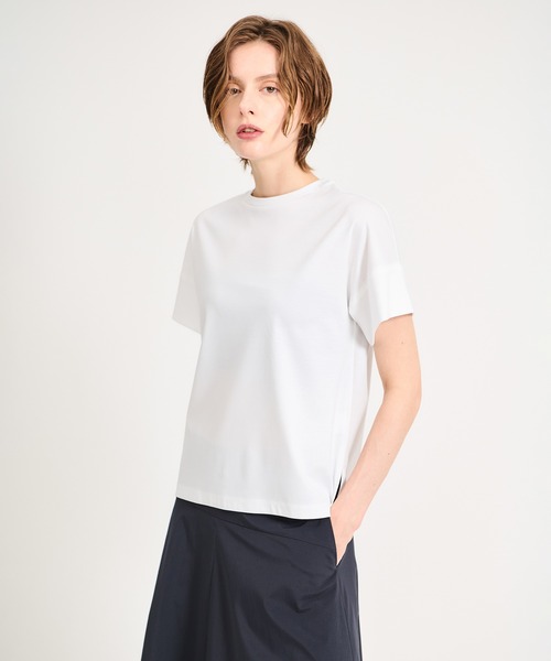 ESTNATION（エストネーション）の「ESTNATION / アルビニ コットンスムース カフスＴシャツ（Tシャツ/カットソー・レディース・ブラック/ホワイト/ブラウン/ベージュ/ネイビー/カーキ・FREE）」の21枚目の写真