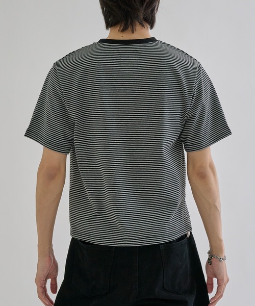 Fine - border henly Tee / ファインボーダーヘンリーネックT（Tシャツ