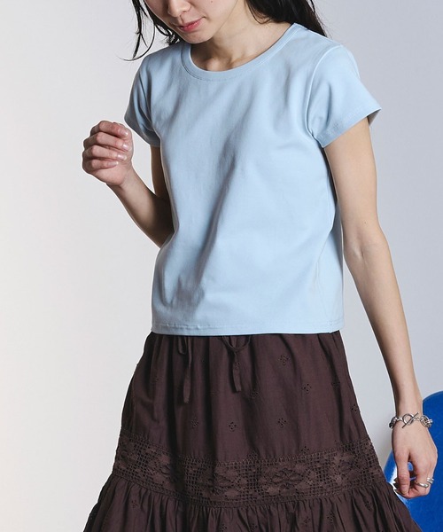 ROSE BUD（ローズバッド）の「COMPACT S/S TEE（Tシャツ/カットソー・レディース・ブラック/ライトブルー/ホワイト・ONE SIZE）」の3枚目の写真