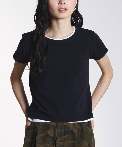ROSE BUD（ローズバッド）の「COMPACT S/S TEE（Tシャツ/カットソー・レディース・ブラック/ライトブルー/ホワイト・ONE SIZE）」の2枚目の写真