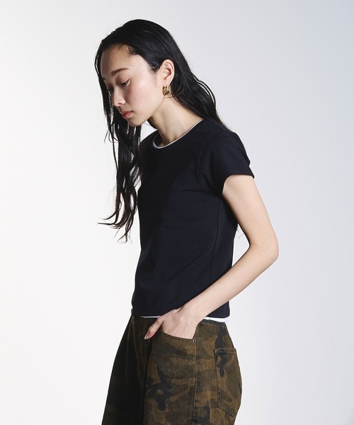 ROSE BUD（ローズバッド）の「COMPACT S/S TEE（Tシャツ/カットソー・レディース・ブラック/ライトブルー/ホワイト・ONE SIZE）」の14枚目の写真