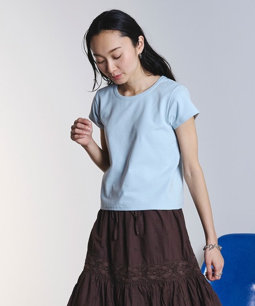 ROSE BUD（ローズバッド）の「COMPACT S/S TEE（Tシャツ/カットソー・レディース・ブラック/ライトブルー/ホワイト・ONE SIZE）」の9枚目の写真