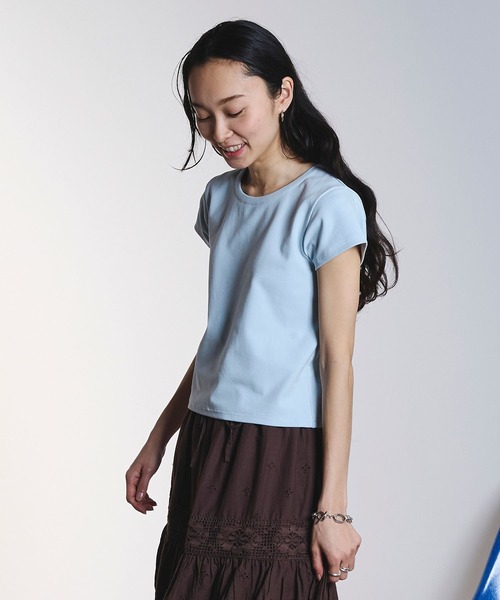 ROSE BUD（ローズバッド）の「COMPACT S/S TEE（Tシャツ/カットソー・レディース・ブラック/ライトブルー/ホワイト・ONE SIZE）」の8枚目の写真