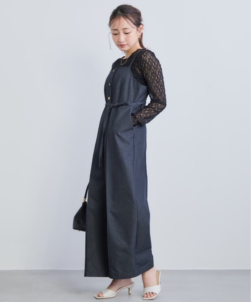 COHINA(コヒナ)の「デニムライクオールインワン 【低身長・小柄女性】(つなぎ/オールインワン・レディース・ベージュ/インディゴブルー/ブラック系その他3・SHORT/REGULAR)」の4枚目の写真