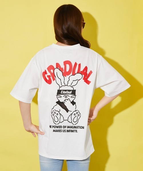 GORGE(ゴージ)の「《キャラバックプリント》BIGTシャツ/ストリート/春夏/全3色(Tシャツ/カットソー・レディース・オフホワイト/ネイビー/オートミール・F)」の12枚目の写真
