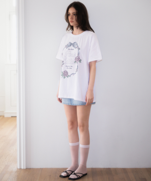 ROSEFRANTZ（ロゼフランツ）の「Vintage Floral Frame T-shirt [White]（Tシャツ/カットソー・レディース・ホワイト・OS）」の3枚目の写真