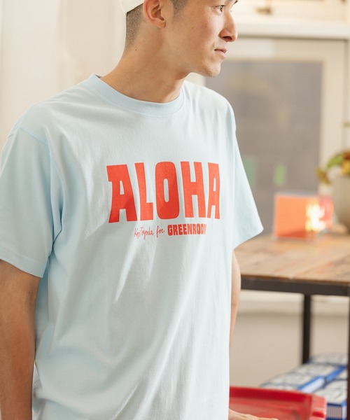 GREENROOM（グリーンルーム）の「【GREENROOM / グリーンルーム】KOJI TOYODA ALOHA TEE（Tシャツ/カットソー・メンズ・ホワイト/ネイビー/ライトブルー・LARGE/X-LARGE/MEDIUM）」の6枚目の写真