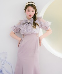 リボン柄シアーロングワンピース（ワンピース）｜couture BY ROJITA