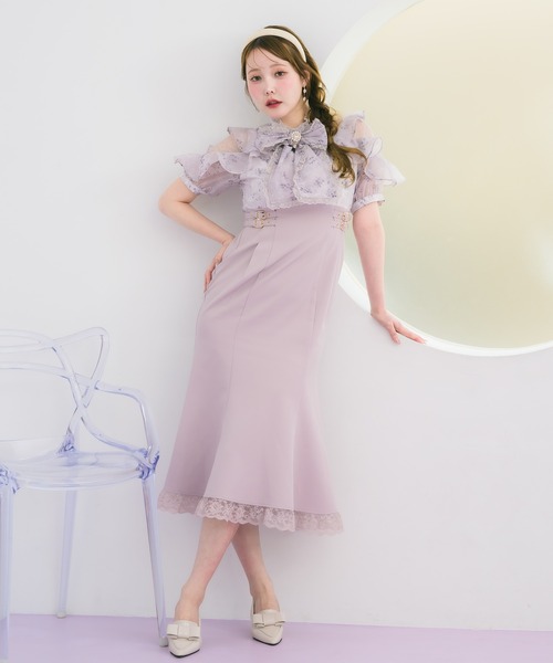 couture BY ROJITA(クチュールバイロジータ)の「花柄ドッキングワンピース(ワンピース・レディース・ブラック/ブルー/ピンク・FREE)」の6枚目の写真