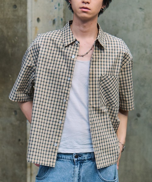 ILL'S(イルズ)の「ASSORTED PATTERN SHIRT / アソート柄 シャツ メンズ レディース ユニセックス(シャツ/ブラウス・メンズ・ネイビー/ブルー/ベージュ/ホワイト/オレンジ・L/M)」の5枚目の写真