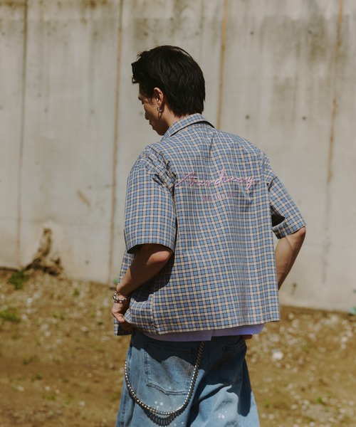 ILL'S(イルズ)の「ASSORTED PATTERN SHIRT / アソート柄 シャツ メンズ レディース ユニセックス(シャツ/ブラウス・メンズ・ネイビー/ブルー/ベージュ/ホワイト/オレンジ・L/M)」の17枚目の写真