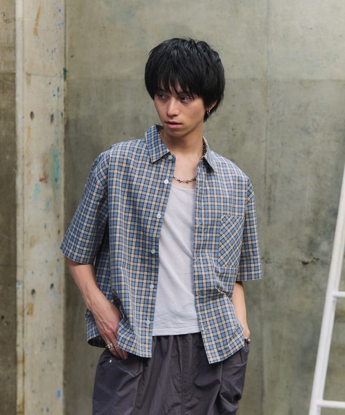 ILL'S(イルズ)の「ASSORTED PATTERN SHIRT / アソート柄 シャツ メンズ レディース ユニセックス(シャツ/ブラウス・メンズ・ネイビー/ブルー/ベージュ/ホワイト/オレンジ・L/M)」の20枚目の写真