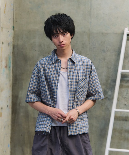 ILL'S(イルズ)の「ASSORTED PATTERN SHIRT / アソート柄 シャツ メンズ レディース ユニセックス(シャツ/ブラウス・メンズ・ネイビー/ブルー/ベージュ/ホワイト/オレンジ・L/M)」の21枚目の写真