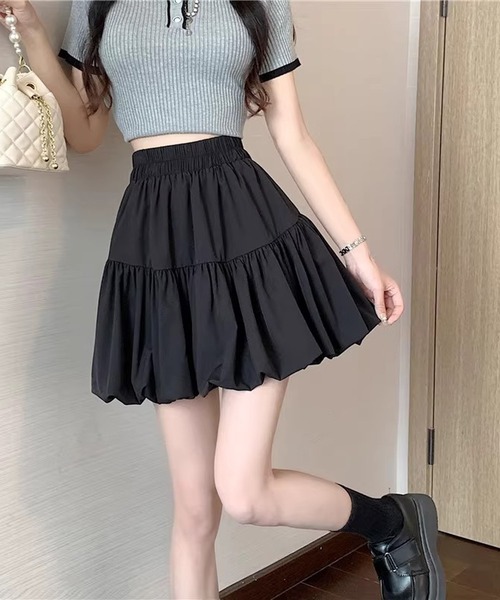 Nia(ニア)の「Nia(ニア)/バルーンミニスカート(スカート・レディース・ブラック/ホワイト・LARGE/SMALL/MEDIUM)」の1枚目の写真