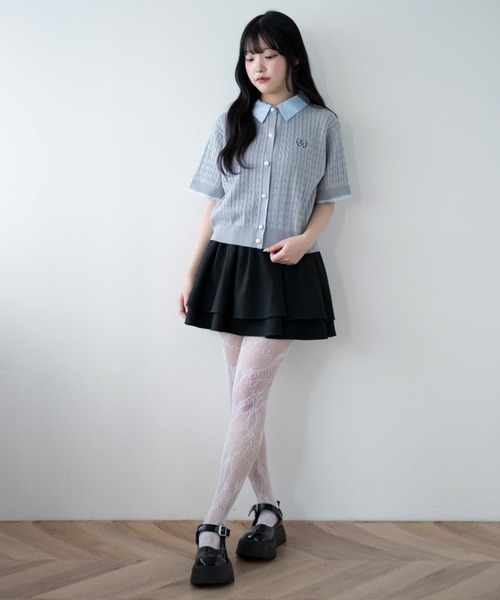WEGO(ウィゴー)の「WEGO/金ボタン襟付きケーブルニット(Tシャツ/カットソー・レディース・ピンク/グレー/アイボリー・FREE)」の5枚目の写真