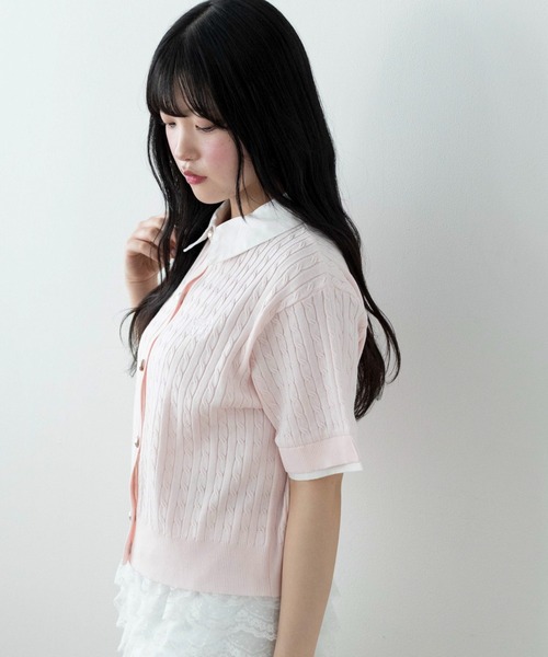 WEGO(ウィゴー)の「WEGO/金ボタン襟付きケーブルニット(Tシャツ/カットソー・レディース・ピンク/グレー/アイボリー・FREE)」の19枚目の写真
