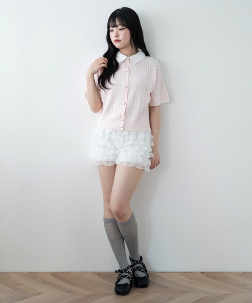 WEGO(ウィゴー)の「WEGO/金ボタン襟付きケーブルニット(Tシャツ/カットソー・レディース・ピンク/グレー/アイボリー・FREE)」の20枚目の写真