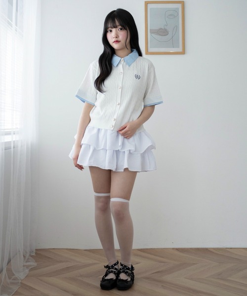 WEGO(ウィゴー)の「WEGO/金ボタン襟付きケーブルニット(Tシャツ/カットソー・レディース・ピンク/グレー/アイボリー・FREE)」の13枚目の写真
