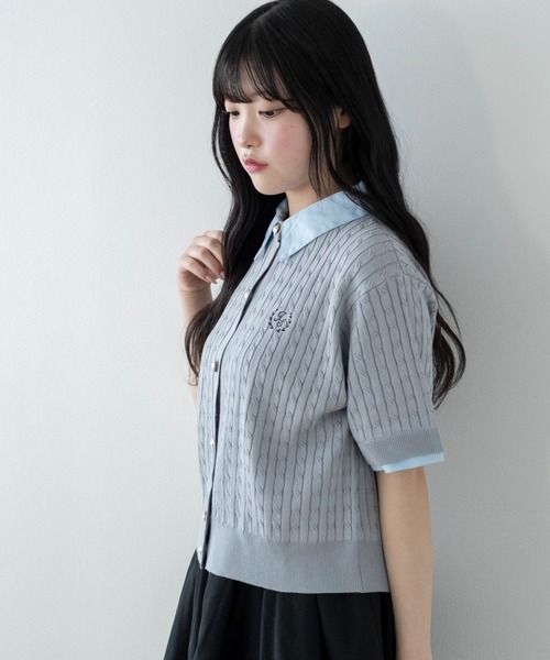 WEGO(ウィゴー)の「WEGO/金ボタン襟付きケーブルニット(Tシャツ/カットソー・レディース・ピンク/グレー/アイボリー・FREE)」の14枚目の写真