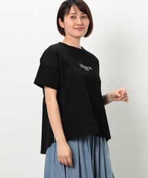 刺繍ロゴサイドパイピング半袖Tシャツ