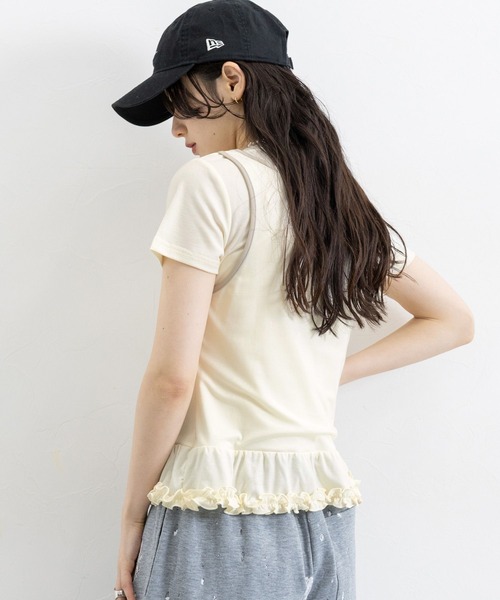 RAGEBLUE（レイジブルー）の「裾フリル/パイピングタンクレイヤードプルオーバー（Tシャツ/カットソー・レディース・ブルー/チャコールグレー/オフホワイト・FREE）」の7枚目の写真