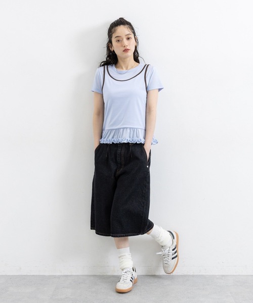 RAGEBLUE（レイジブルー）の「裾フリル/パイピングタンクレイヤードプルオーバー（Tシャツ/カットソー・レディース・ブルー/チャコールグレー/オフホワイト・FREE）」の13枚目の写真
